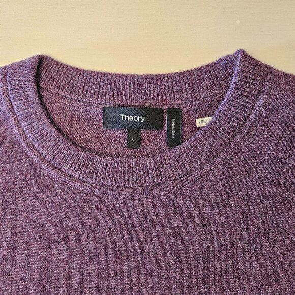 Theory Purple Cashmere Crewneck Sweater - Size Large - Picture 2 of 7